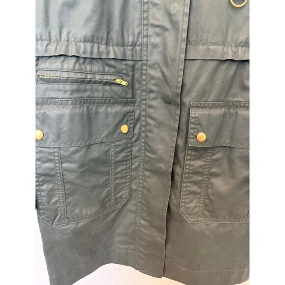 J Crew Green Downtown Wax Coated Utility Field Parka Jacket Small - Picture 3 of 9